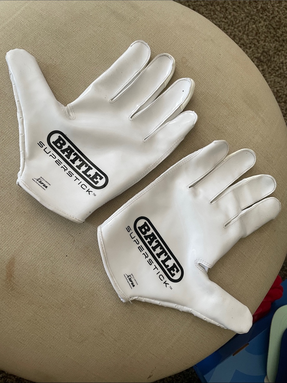 BATTLE Superstick White Football Receiver Gloves size XL